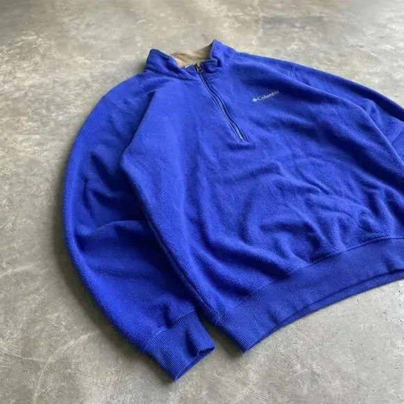 Columbia Fleece Quarter Zip Pullover Blue Outdoor Sweatshirt - Picture 3 of 4